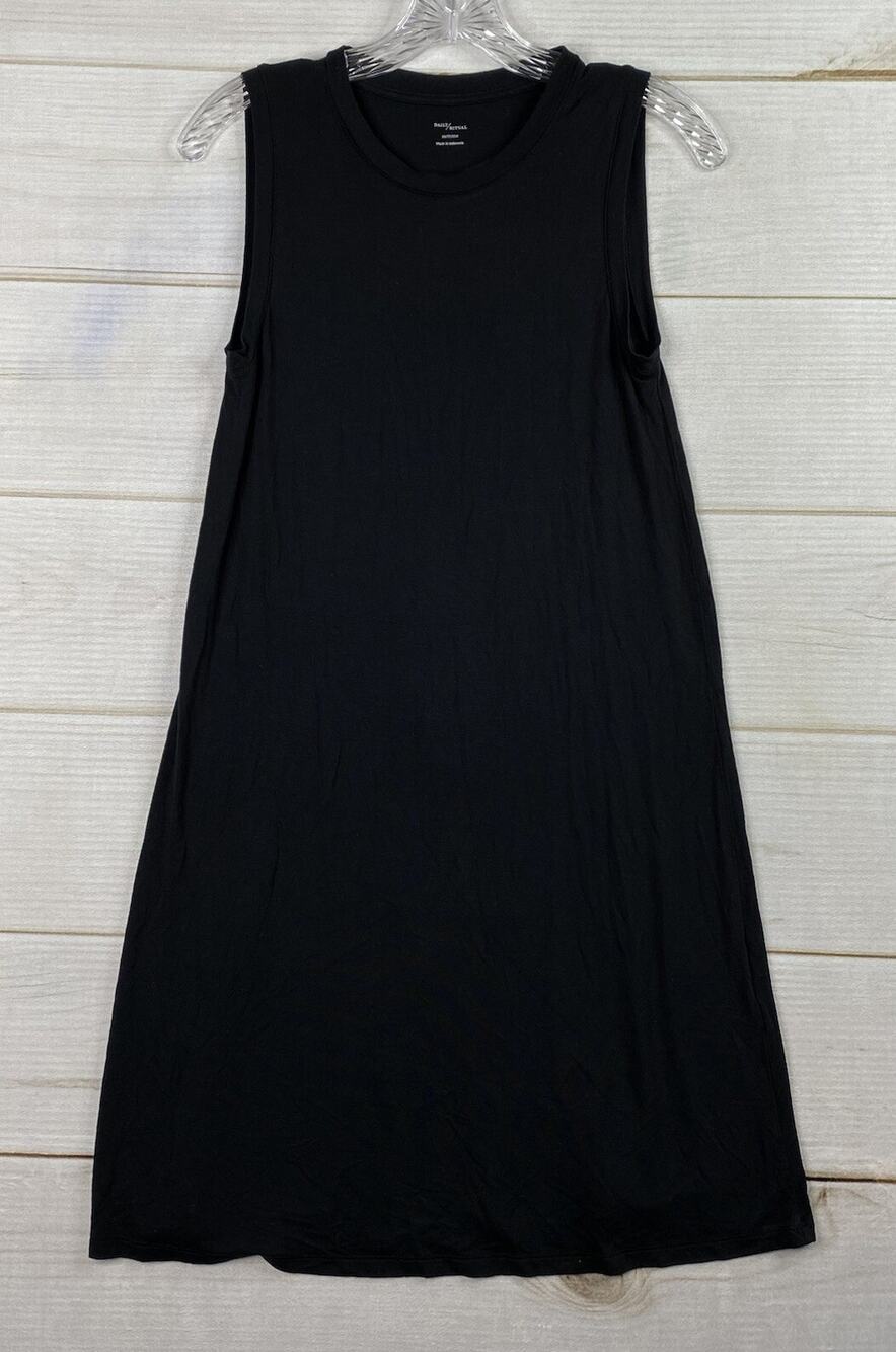 Daily Ritual Women's Dress Sz XS Black Tank Shirt Viscose/Spandex Casual Lounge